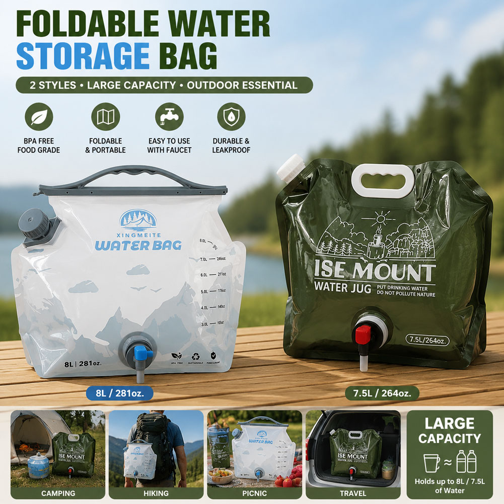 Water Bag Collapsible - 8L Büyük Kapasiteli Açık Hava Katlanabilir